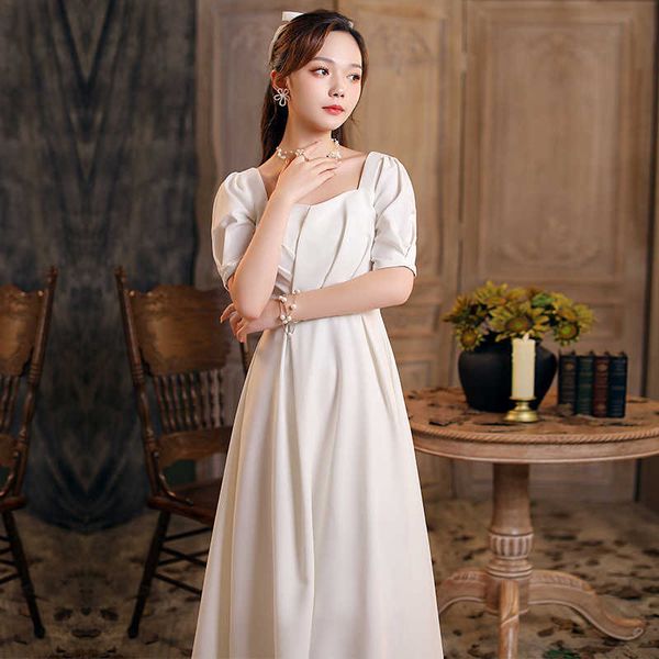 

luxury evening dress certificate registration small slim ceremony sense white autumn french light wedding daily engagement, Black;gray