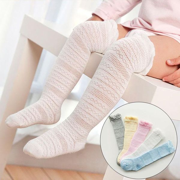 

socks summer baby girl hollow mesh born knee gigh long for boy cotton infant toldder breathable sock, Pink;yellow