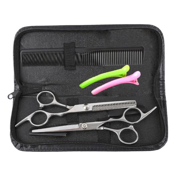 

set of 6pcs professional tooth cutting scissors ergonomics handle hairdressing scissor comb kit portable hair styling tool