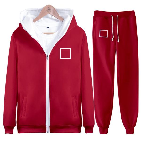 

men's hoodies & sweatshirts squid game 3d zipper hoodie and pants sets men women streetwear hip hop autumn casual boys girls two-piec, Black