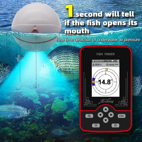 

fish finder erchang est with air pressure detection rechargable 100m distance sounder wireless sonar for fishing ice/sea