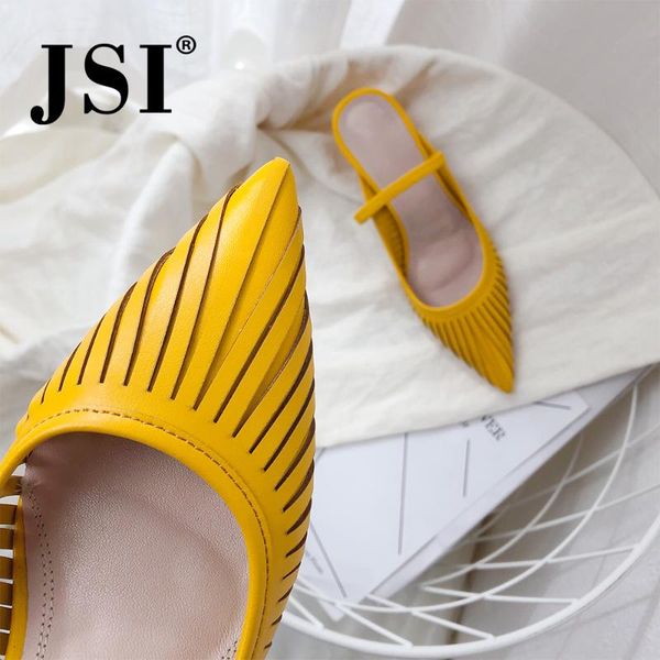 

dress shoes jsi 2021 casual women sandals quality cow leather pointed toe 5cm high heel lady strange style fretwork jo62, Black