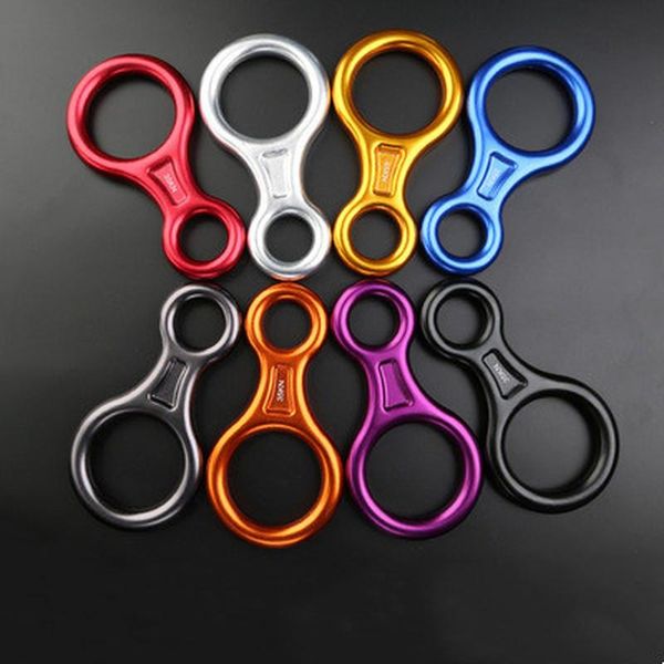 

cords, slings and webbing 14.4*7.4cm 8 word climbing ring rope descender gear belay device downhill eight rings 35kn figure rock descenders