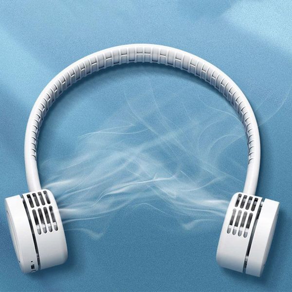 

electric fans portable leafless hanging neck fan usb charging outdoor sports flexible air cool