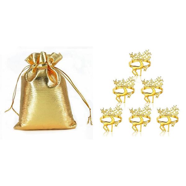 

napkin rings 100 pcs gold foil organza bag & 6 deer