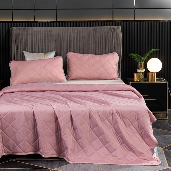 

comforters & sets summer thin quilt solid color air condition cool bedspread breathable sofa office bed travel quilts throw blankets