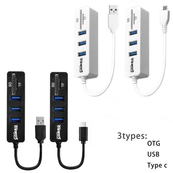 

hubs 2021 mini 2 in 1 combo 3 port usb 2.0 hub splitter+card reader for sd tf micro pc lapperipherals accessories