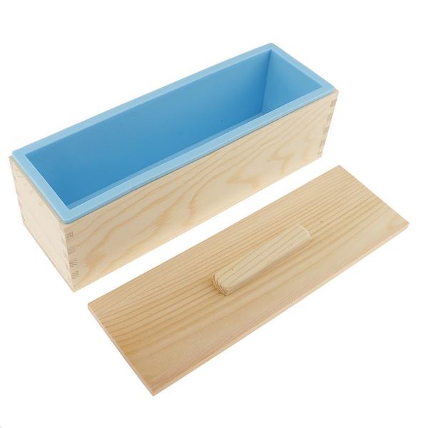 

craft tools 2 pieces/set multifunctional soap cutters with beveler wire slicer + 1200ml silicone loaf mould wood box lid