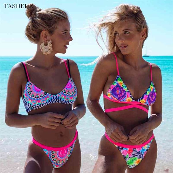 Brasilianischer Bikini-Set String Reversible Badeanzug Halter High Neck Bikini Bademode Badeanzug Biquinis maillot de bain 210621