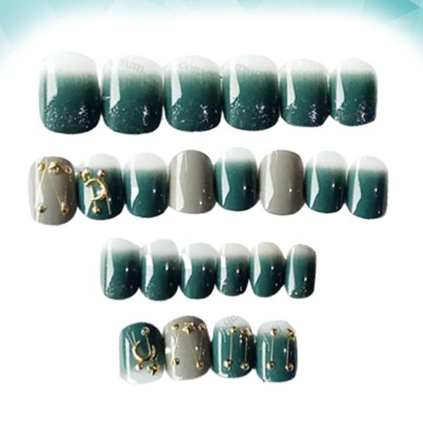 

24pcs false nails creative beautiful durable nail tips manicure fake for women elegant lady women1, Red;gold