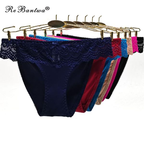 

10pcs women nylon thongs panty ladies tangas calcinha polyester bikini panties lace underpants intimates lingerie underwear women's, Black;pink