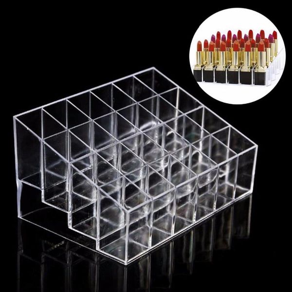 

storage boxes & bins clear acrylic 24 cosmetic organizer makeup case holder display stand box lipstick cosmetics jewelry