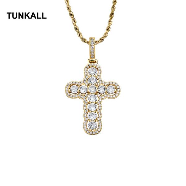 

chains tunkall iced brass cz cross pendants&necklace hip hop jewelry party gift cn293, Silver