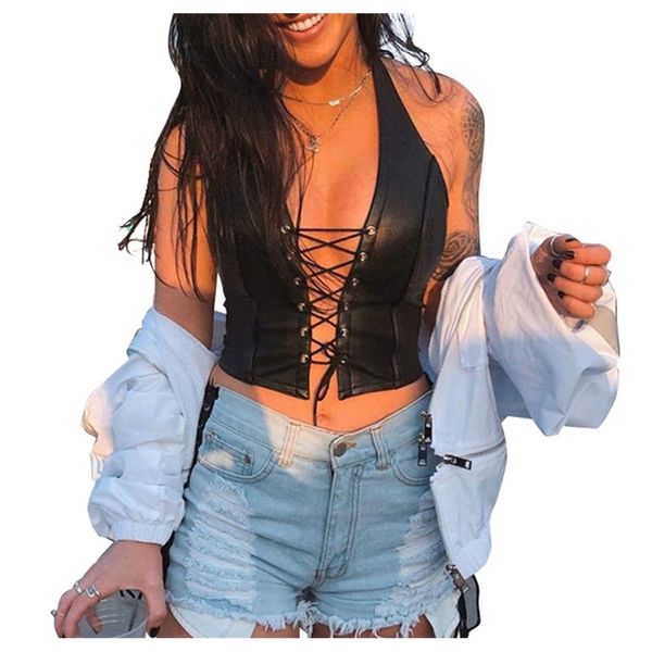 

lace pajamas tempt lingerie hanging neck open back vest, Black;white