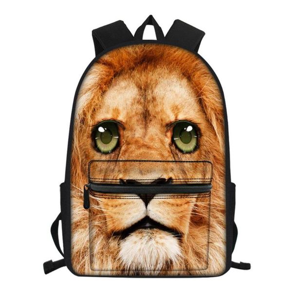 

cute animal lion 3d print school bag for teenager boys girls kids backpack schoolbag primary children bookbag student book bags