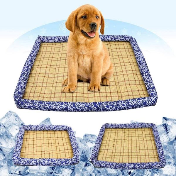 

kennels & pens dog cooling mat pad summer beds pet cat japanese style ice cool cold rattan moisture-proof cooler for shiba inu
