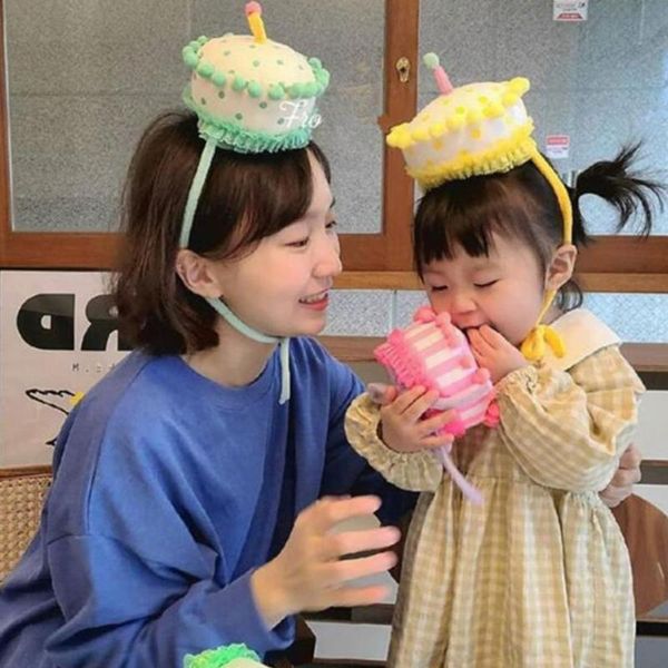 

party hats headband cake design multi-color comfortable elastic birthday for home