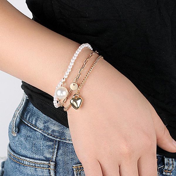 

charm bracelets armbanden voor vrouwen multi-layer splicing pearl bracelet for women 2021 fashion friendship pulseras mujer, Golden;silver