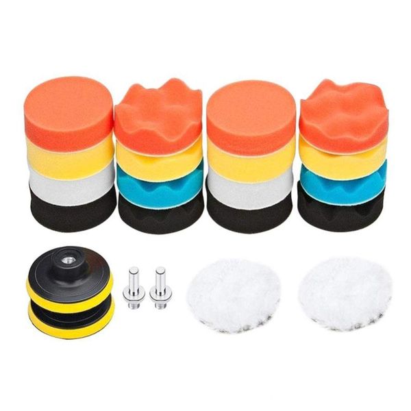 

care products 22pcs/set round polishing pad buffing buffer waxing sponge mat kit for auto polisher
