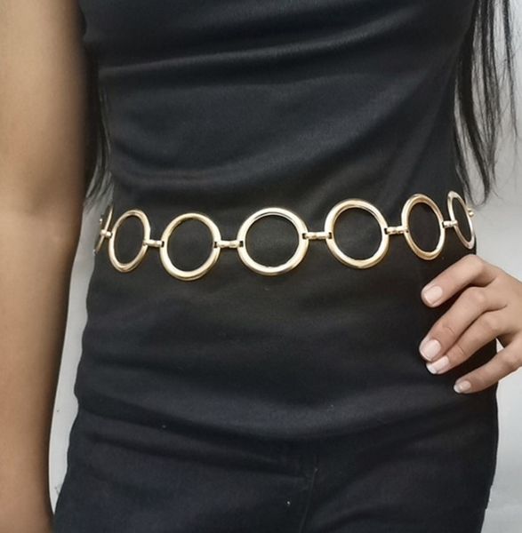 

european and american personality exaggeration temperament belts circle eight character mouth hollow multi element waist chain female, Black;brown