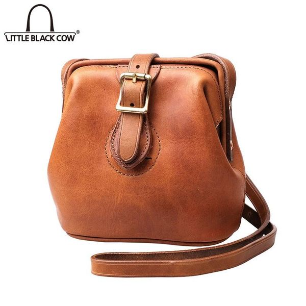 

vintage genuine leather women simple mini shoulder handbags female soft layer cowhide crossbody bags korean totes