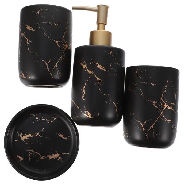 

4pcs marble pattern bathroom accessory ceramic counteraccessories bath set