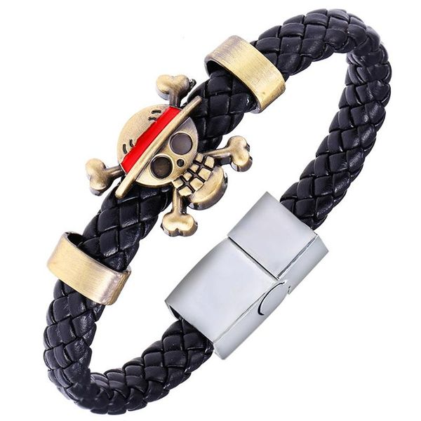 

charm bracelets one piece japan cartoon action figure toy anime accessories circlet bangle luffy bracelet keychain, Golden;silver