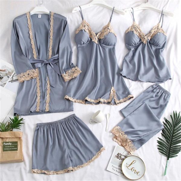 

women's sleepwear women 5 pieces sets pajamas vip drop wholesale, Black;red