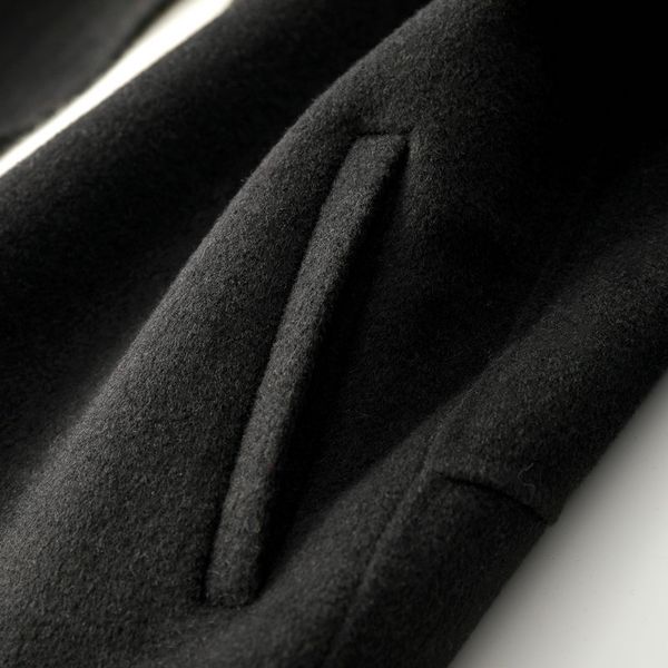 

mozuleva double-front cashmere black thin jacket soft korean style women's wool coat for winter, Black;brown