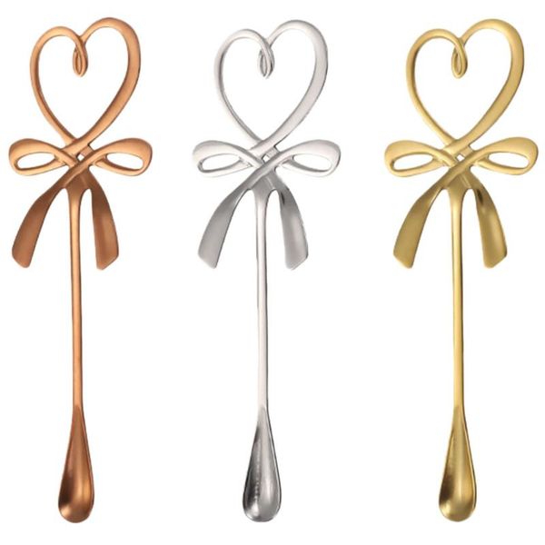 

spoons 3pcs coffee spoon dessert serving creative bowknot mixing