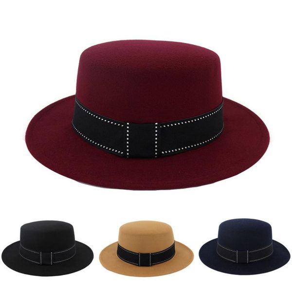 

stingy brim hats spring autumn imitation woolen women men ladies fedoras jazz hat european american round caps bowler #a, Blue;gray
