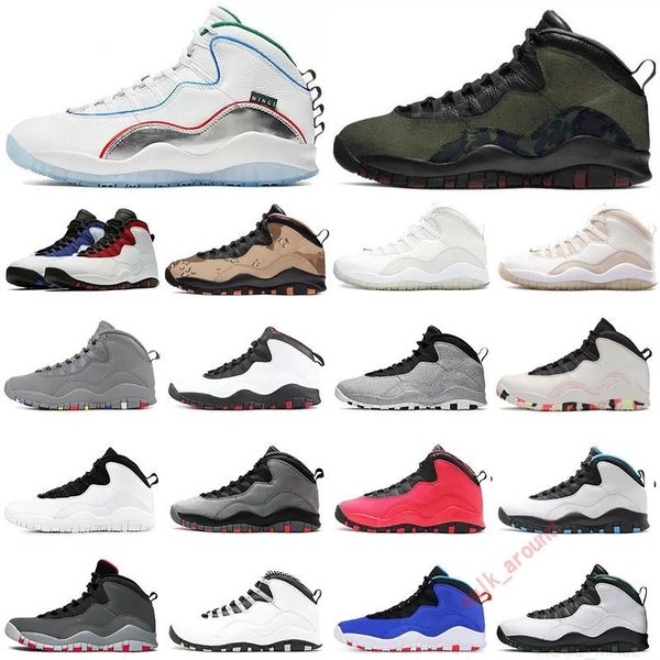 

jumpman 10 10s mens basketball shoes tinker racer blue chicago light smoke grey drake ovo black white woodland camo men sport sneakers us 7-