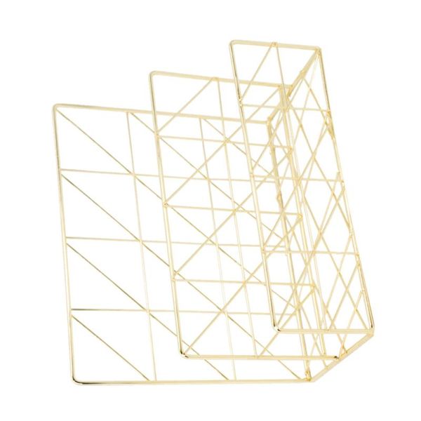 

iron art bill note storage basket book magazine organizer decorative desksundries shelf (golden) laundry & organization