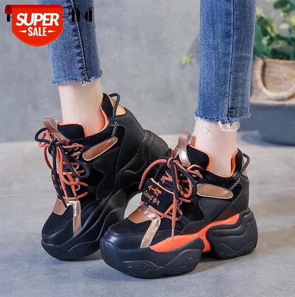 

ribetrini girl elegant height increasing shoes fashion lixury brand high women sneakers cool lace-up platform #p22y