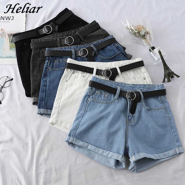 

heliar spring women shorts femenino bodycon jean girl student jeans waistband skinny denim 210611, White;black