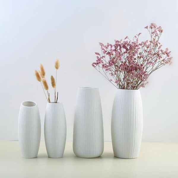 

vases 1pcs white ceramic flower pot nordic modern simple artificial dried flowers holder home decoration creative gift
