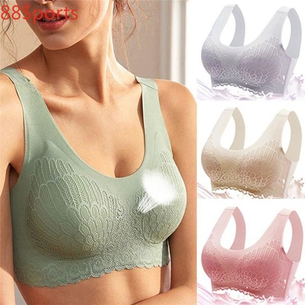 

yoga outfit breathable women's underwear bra no trace steel ring fashion sports vest lace beautiful back for female