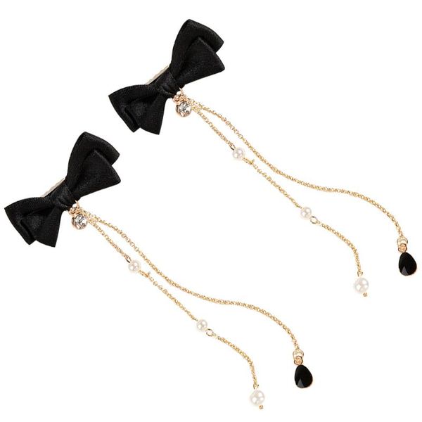 

hair clips 2pcs bow clip bowknot barrette dangle chain tassel for back