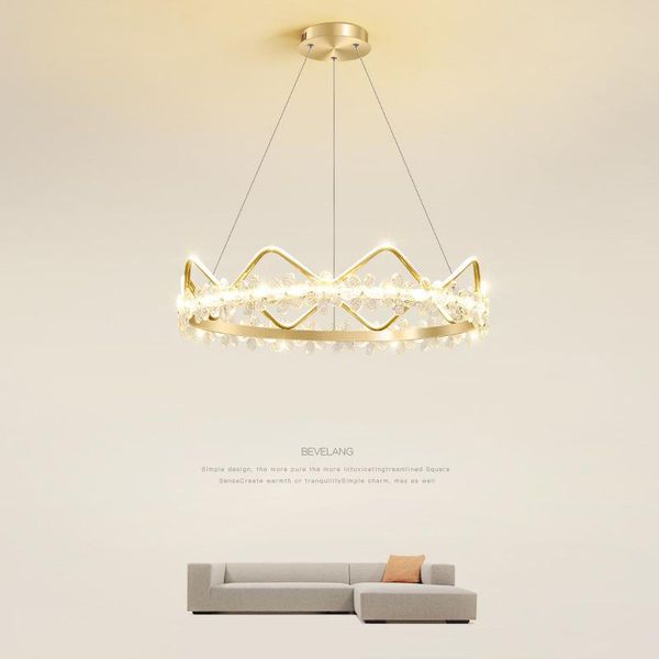 

crystal chandelier nordic bedroom children's room lighting light luxury simple post-modern restaurant crown net red living pendant lamp