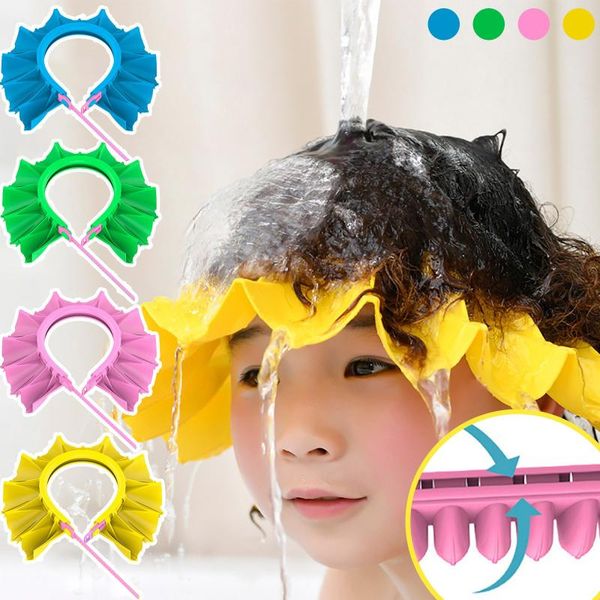 

shower caps adjustable baby child kids waterproof shampoo hat boys girls wash hair bath shield ear eye protection visor