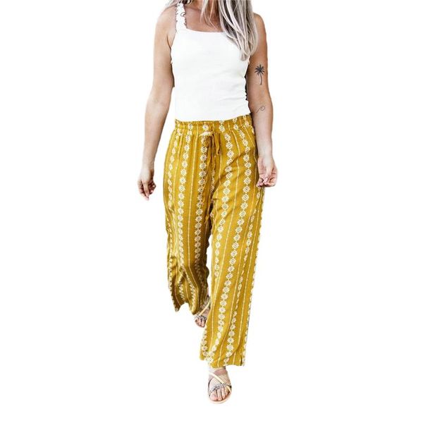 

women's pants & capris boho beach joggers summer trousers 2021 casual print long palazzo pant wide leg for female sweatpants, Black;white