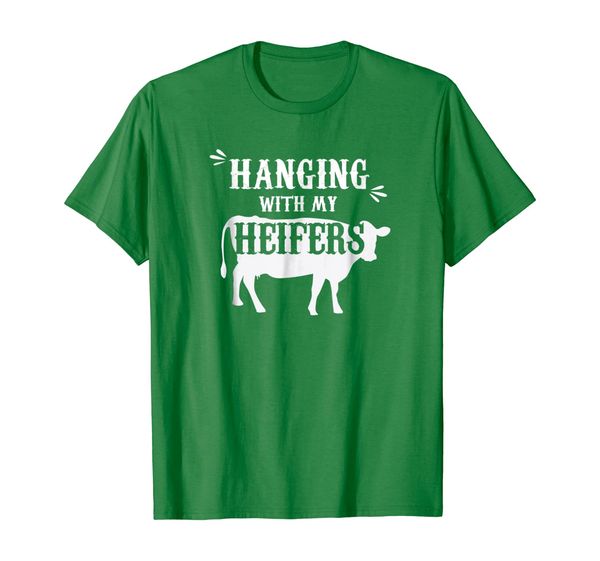 

hanging with my heifers - cute farmer t shirt, White;black