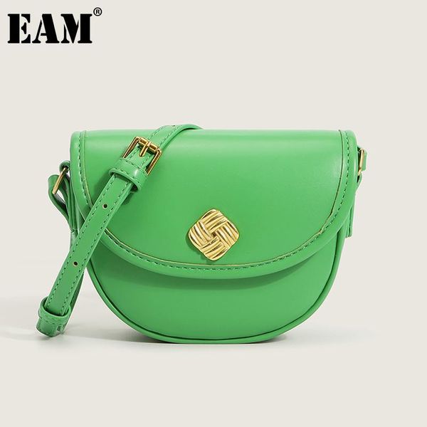 

[eam] women yellow brief mini saddle pu leather flap personality all-match crossbody shoulder bag fashion tide 2021 18a2702 cross body