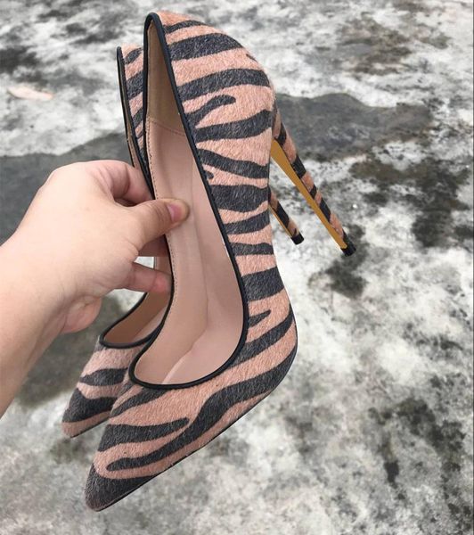 

dress shoes high heels women leopard print pointy toe stilettos pumps  12cm party heeled designer plus size 44, Black