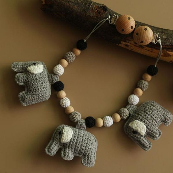 

stroller parts & accessories 40jc pacifier chain rattle pram clip baby pendant teether crochet beads elephant infants nursing chewing toys s