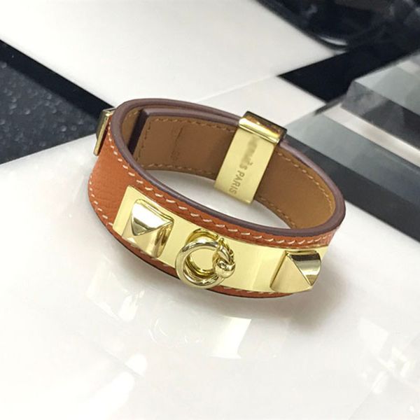 

high quatity golden buckle tree pattern identification bracelets luxury designer france brand fashion copper leather women's bangle cla, Black