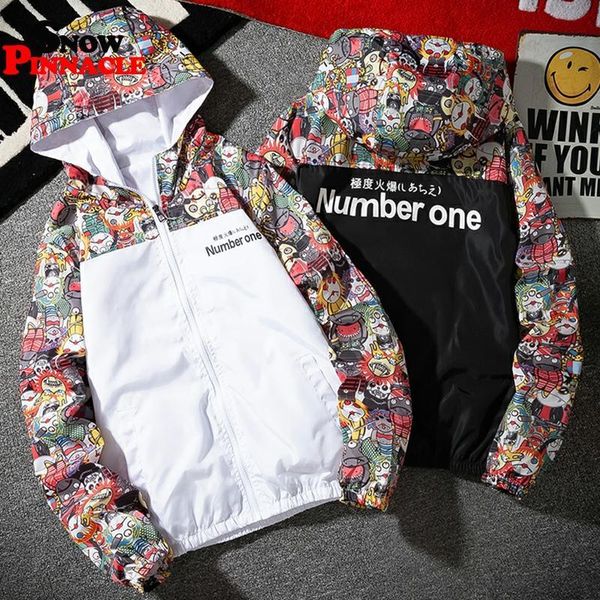 

women jackets winbreaker female casual hoodies jackets printed clothes woman's hooded windbreaker outwear streetwear 210524, Black;brown