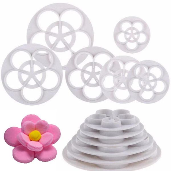 

baking moulds 6pcs rose flower cookie cutter biscuit press stamp embosser sugar pasty chocolates cake diy mould kitchen accesorios tool