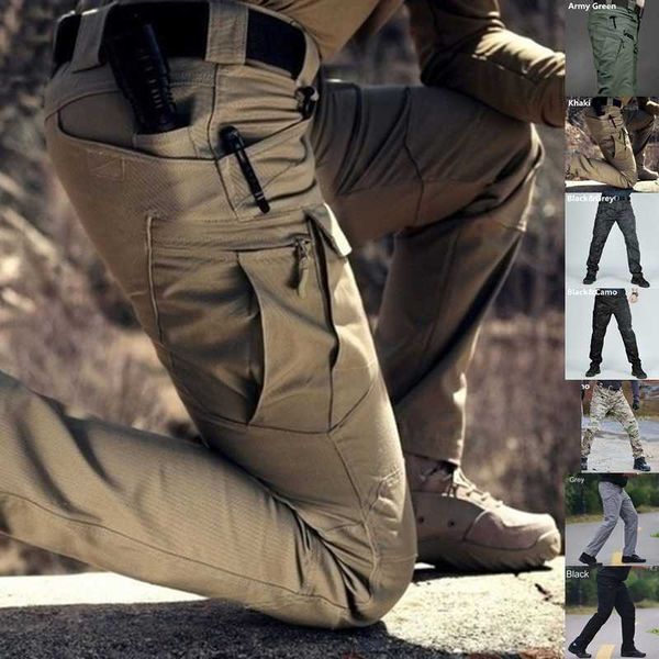 

men tactical cargo pants army fashion outdoor hiking trekking casual sweatpants camouflage military multi pocket trousers s-3xl 210709, Black