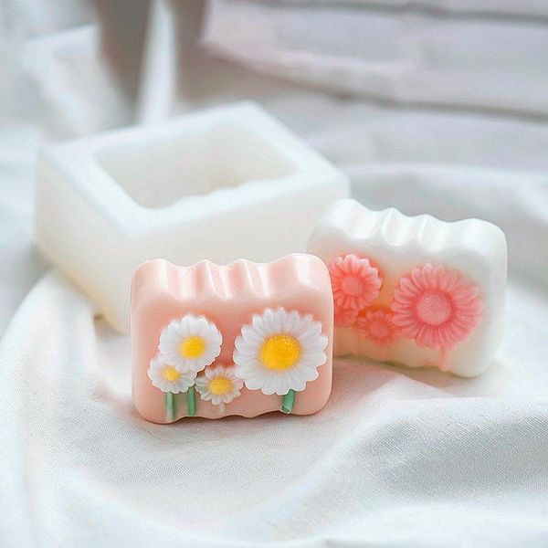 

rectangular daisy handmade soap silicone mold diy flower plaster chocolate making supplies cake decors craft tools